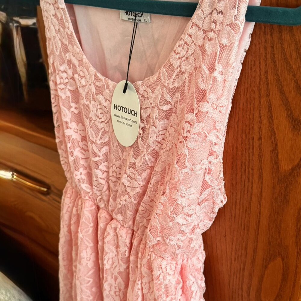 HOT TOUCH XL light pink LACE tie back SPRING EASTER SUMMER dress NWT